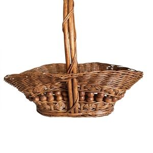 Handwoven Willow Wooden Bead Gathering Basket made in Philippines